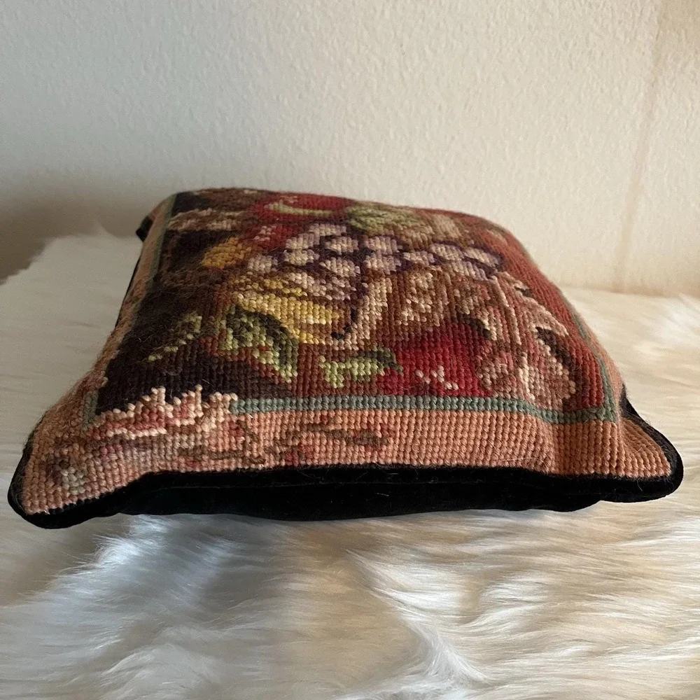 Vintage Tapestry Throw Pillow‎ Still Life Fruit Basket Home Decor Cottagecore
